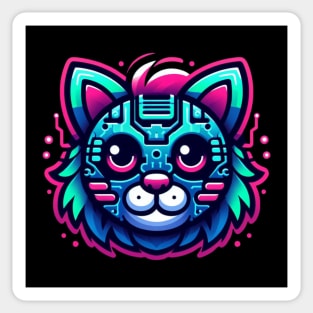 neon cyberpunk cat graphic Sticker